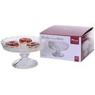 Prato para bolo / doces de vidro relevo com 3 divisorias + pe 370ml 11x19,5cm de ø na caixa - Wincy Prato para bolo / doces de vidro relevo com 3 divisorias + pe 370ml 11x19,5cm de ø na caixa - Wincy