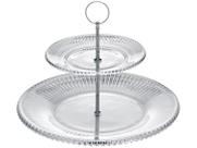 Prato para Bolo e Doces Cristal Renaissance 2 Andares 31,5 e 18,5cm Lyor