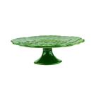 Prato para Bolo Porcelana com Pé Rosy Verde 30X9cm - Wolff