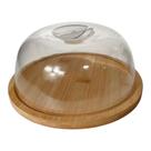 Prato para Queijo/ Queijeira de Bambu com Tampa de Plástico Transparente