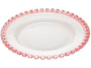 Prato para Sobremesa de Cristal Coração Borda Rosa 20cm 1684 - Lyor
