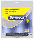 Prato Plástico Descartável Bompack RASO Branco 23cm com 10 unidades