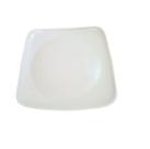 Prato Plástico Melamina Branco Quadrado Refeição 24cm- 15un