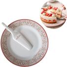 Prato porta bolo de porcelana com espátula boleira 30cm Luxo
