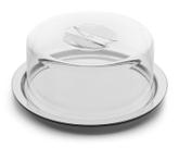Prato Porta Bolo Queijo De Inox Com Tampa Neo Forma - 24cm Prato Porta Bolo Queijo De Inox Com Tampa Neo Forma - 24cm