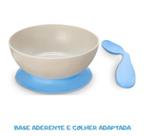 Prato Pote Infantil C Base E Colher Em Curva Bebê Menino Azul