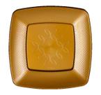 Prato qd. acril 15cm strawplast dourado c/10