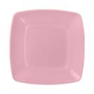 Prato quadrado de acrilico rosa candy 15cm strawplast c/10