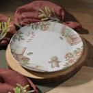 Prato Raso Coup Stoneware Natalino Postais de Natal Louça Premium Mesa Posta Elegante Ceia de Natal Decorada
