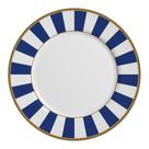 Prato Raso de Cerâmica Azul Branco Listras Stripe Azul Alleanza 29cm
