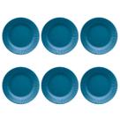 Prato Raso de Cerâmica Canelé Azul 24cm 6 Unidades - Biona 135894