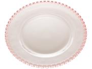 Prato Raso de Cristal Coração Borda Rosa 28cm 1685 - Lyor