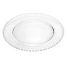 Prato Raso De Cristal De Chumbo Incolor 32cm Com Borda Enfeitada Pearl Sousplat Transparente Para Servir Mesa Jantar Almoço Presente