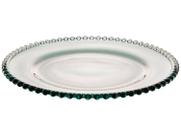 Prato Raso de Cristal Pearl Bolinha Verde 28 x 2,5cm - Unid.