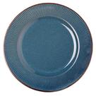 Prato Raso de Jantar Ceramica Azul Linear Rústico 27cm Lyor