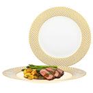 Prato Raso De Porcelana Branco Com Borda Dourada 27cm