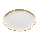 Prato Raso De Porcelana Branco E Dourado Dubai 25Cm