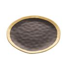Prato Raso de Porcelana Dubai Preto e Dourado 25cm - Wolff