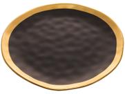 Prato Raso De Porcelana Preto E Dourado Dubai 25Cm Wolff