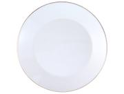 Prato Raso de Vidro Branco e Dourado de Sobremesa Redondo 19cm Hauskraft OPAL-802GD