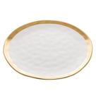 Prato Raso em Porcelana Dubai Branco e Dourado 25cm Wolff