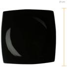 Prato Raso Porcelana Sobremesa Oriental Preto 21cm Germer Qu