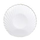 Prato Raso Tetis Concha em Vidro Opalino Gold Rim Borda Dourada 26,7cm - L'Hermitage