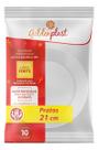 Prato Redondo Acrílico Cristal Resistente Descartável Refeição 21cm 10 Und