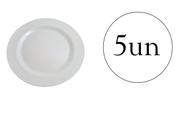 Prato Redondo de Melanina Branco linha Luxo 22cm- Kit 5un