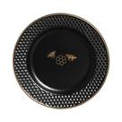 Prato Sobremesa Cerâmica Preto Fosco Colmeia 20 Cm