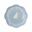 PRATO SOBREMESA COELHO AZUL BRANCO PORCELANA 21cm CROMUS
