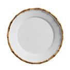 Prato Sobremesa de Cerâmica Branco Borda de Bambu Grossa 20cm Flat Scalla