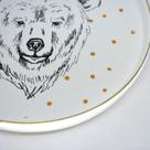 Prato Sobremesa Em Cerâmica Borda Reta Coleção Forest Glow Urso Cerâmica Scalla - Unidade