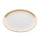 Prato Sobremesa em Porcelana Dubai Branco e Dourado 21cm - WOLFF
