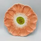Prato Sobremesa Flor em Cerâmica Laranja 19,7cm