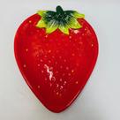 Prato Sobremesa Morango em Cerâmica Vermelho 21cm
