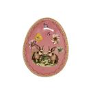 Prato Sobremesa Oval Cerâmica Pascoa RB Rosa 21x16x2cm-Unid