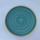 Prato Sobremesa Porcelana Verde c/Borda Dourada 19cm - Unid.