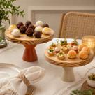 Prato Suporte Doces Madeira Cerâmica Terracota Bege Cru 22cm Prato Suporte Doces Madeira Cerâmica Terracota Bege Cru 22cm