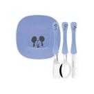Prato Tigela Bowl Talheres Refeiçao Infantil Mickey Azul 5un