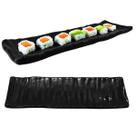 Prato Travessa Estriada Kanpai Premium Preto de Melamina 24cm Comida Japonesa Sushi - Bestfer