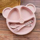 Prato Urso c/ divisórias E Talheres plástico Orgânico BPA Free