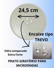 Prato vidro temperado, resistente, para microondas 24,5 cm