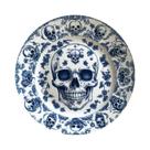 Prato Vintage Floral Azul E Branco Com Esqueleto, Decoração Plana 2D Em Alumínio, Artesanato Prato Vintage Floral Azul E Branco Com Esqueleto, Decoração Plana 2D Em Alumínio, Artesanato
