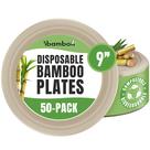 Pratos de bambu descartáveis ibambo de 23 cm (pacote com 50) compostáveis Pratos de bambu descartáveis ibambo de 23 cm (pacote com 50) compostáveis