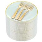 Pratos de bolo Festiva Pale Sage Green com borda dourada 6,3" 200 unidades
