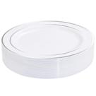 Pratos de jantar BuCla Silver Plastic descartáveis 26 cm 30 unidades