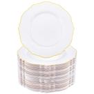 Pratos de jantar de plástico WDF Baroque branco/dourado 10,25 polegadas 60 unidades