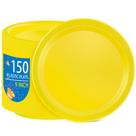 Pratos de jantar descartáveis de plástico WELLIFE Yellow 23cm 150ct