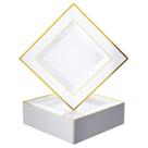 Pratos de jantar descartáveis JOLLY CHEF Square Gold Rim 24 cm 60 unidades